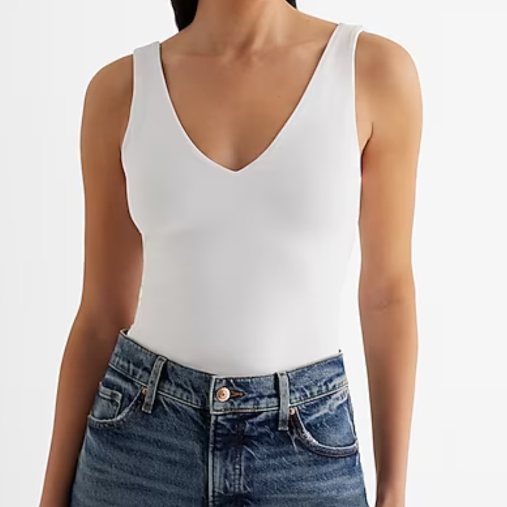 Body Contour Stretch Cotton Double V-Neck Bodysuit